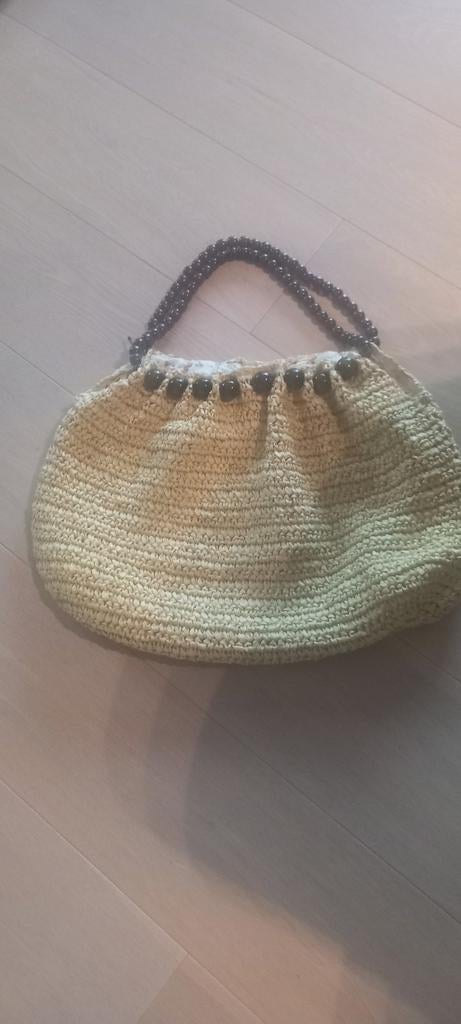 Dames handtas in raffia met kralen van C&A ,nieuwe, Bijoux, Sacs & Beauté, Colliers, Neuf, Autres matériaux, Beige, Enlèvement
