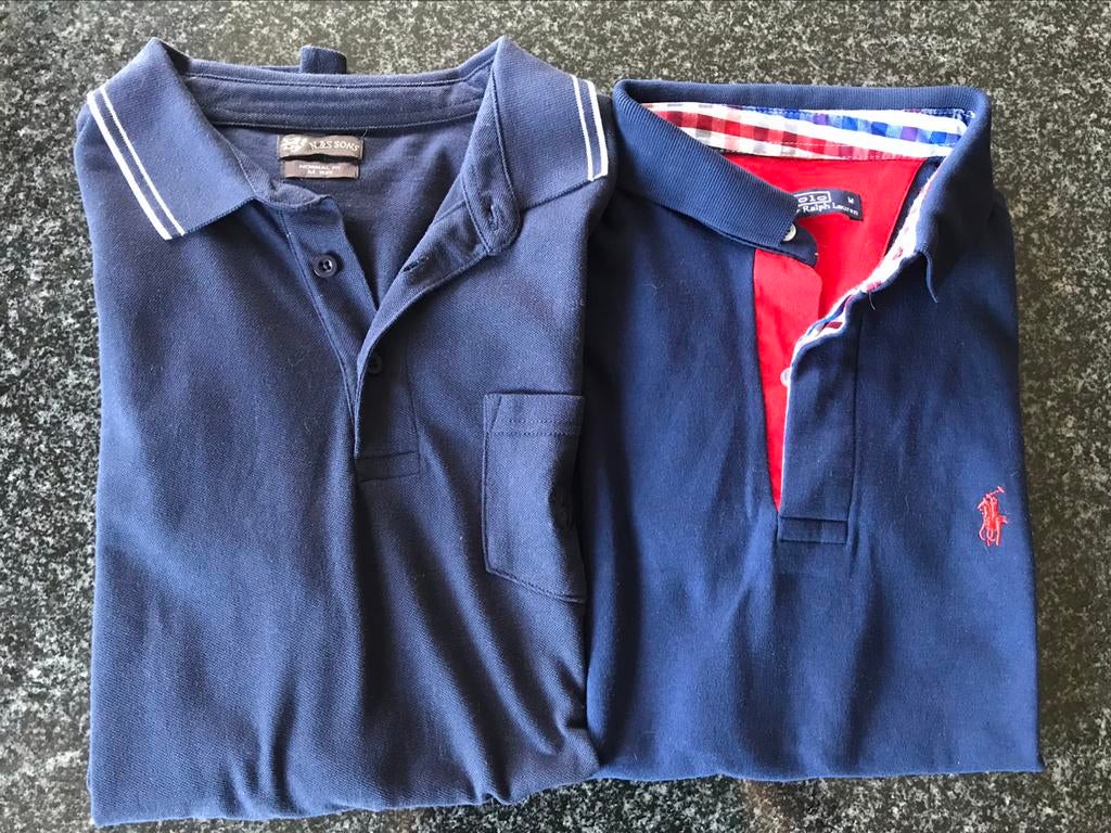 2 polos taille M, Enlèvement ou Envoi, Porté, Taille 48/50 (M), Bleu