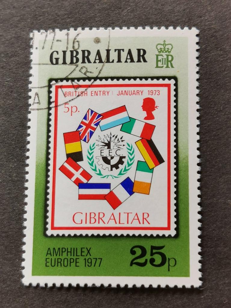 Gibraltar 1977 - Int. Postzegeltentoonstelling, vlaggen, Ophalen of Verzenden, Overige landen, Gestempeld