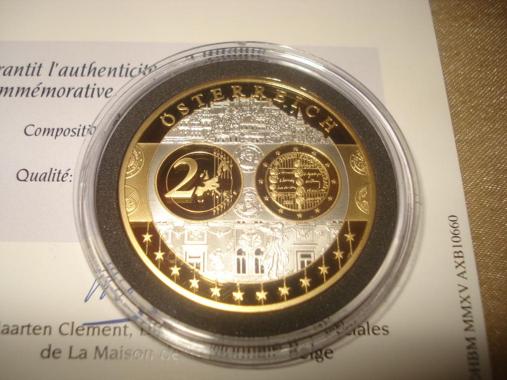 Pièce Commémorative Autriche Arg/Plaqué Or Hommage à l'Euro, Enlèvement ou Envoi, Argent, Autres valeurs, Série