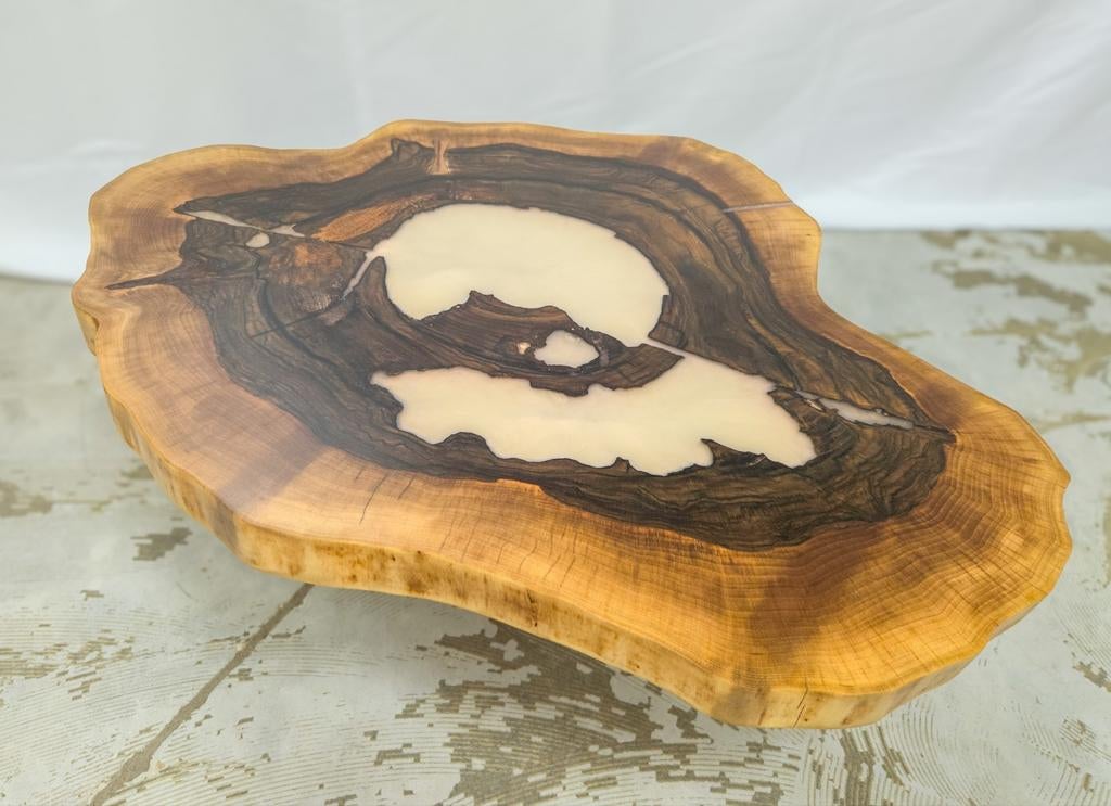 Meesterwerk van de Natuur- Unieke Walnoot & Epoxy Salontafel, Ophalen, 50 tot 100 cm, Rustiek, Nieuw