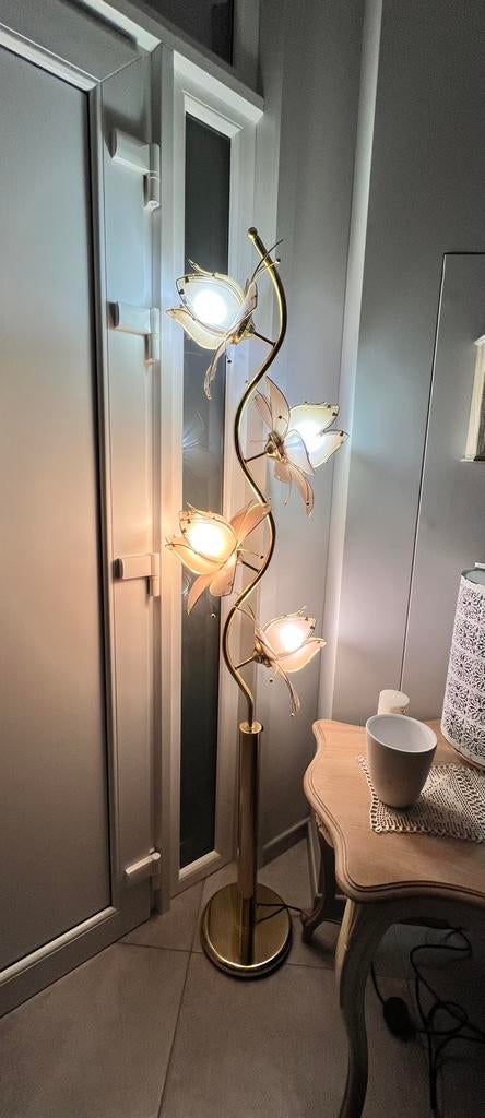 Lampadaire lotus 4 fleurs 190 cm, Enlèvement, Verre
