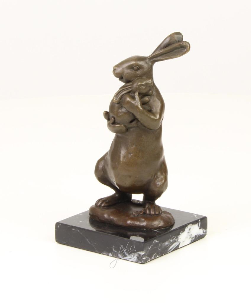 Bronzen Beeld van een konijn met jong GRATIS LEVERING, Antiek en Kunst, Verzenden, Brons