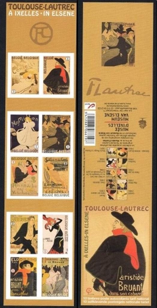 B122 Timbres Henri de Toulouse-Lautrec à Ixelles, Envoi, Timbre-poste, Autocollant