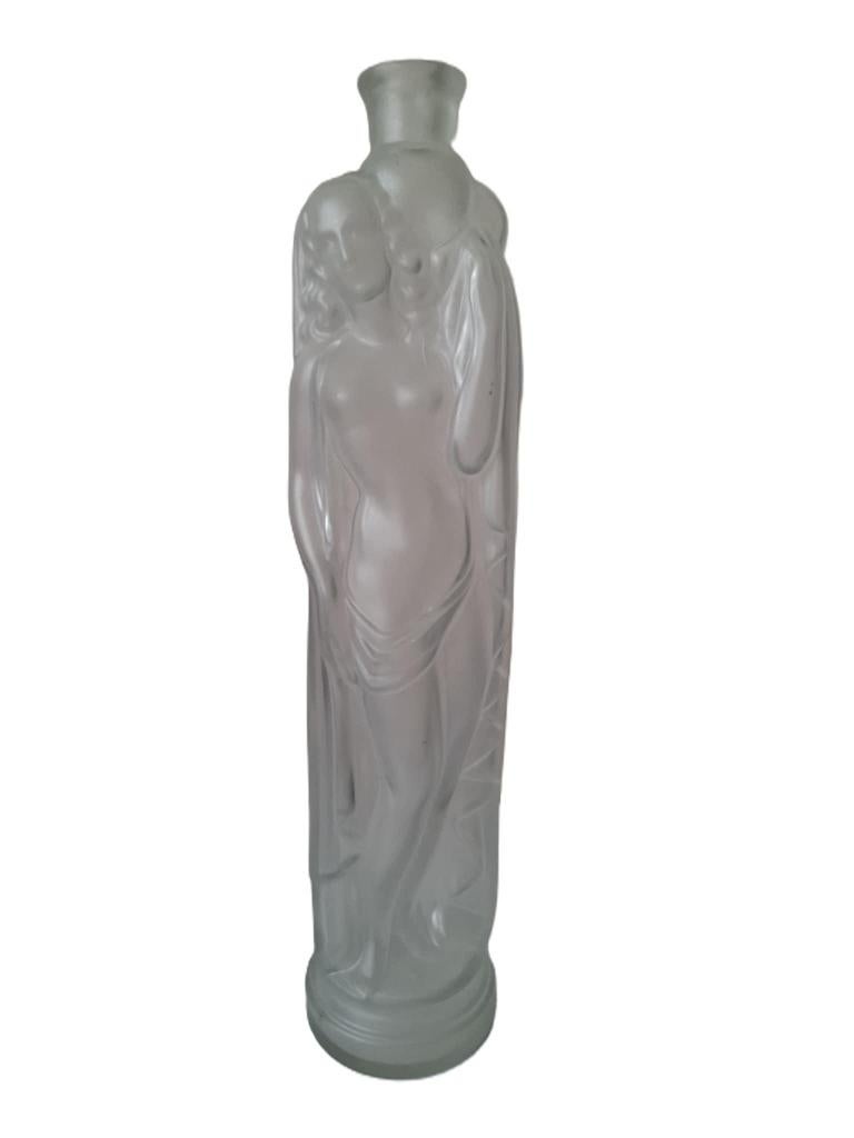 Art Nouveau - Bouteille verre dépoli - "Rebecca au puits", Antiek en Kunst, Antiek | Glaswerk en Kristal, Ophalen of Verzenden