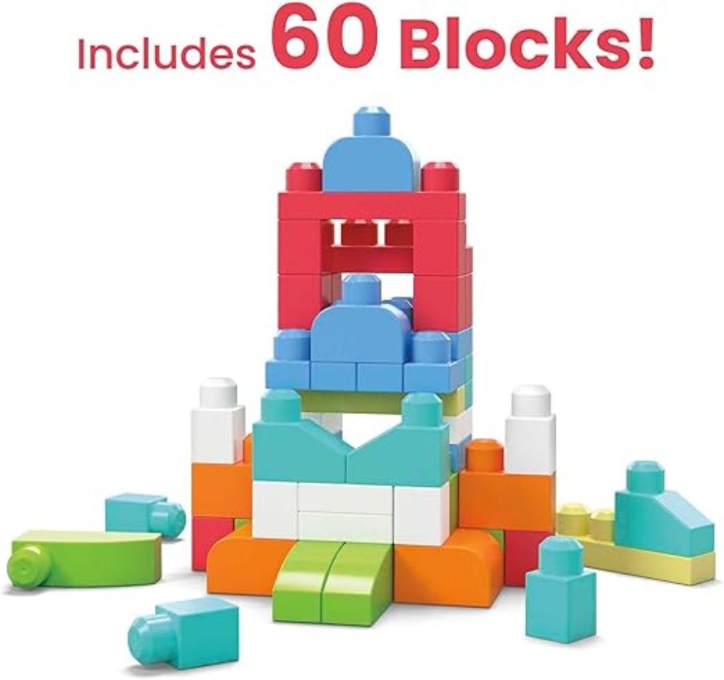 Mega Bloks opbergtas met 60 grote kleurrijke bouwblokken, -, Verzenden, -, Nieuw