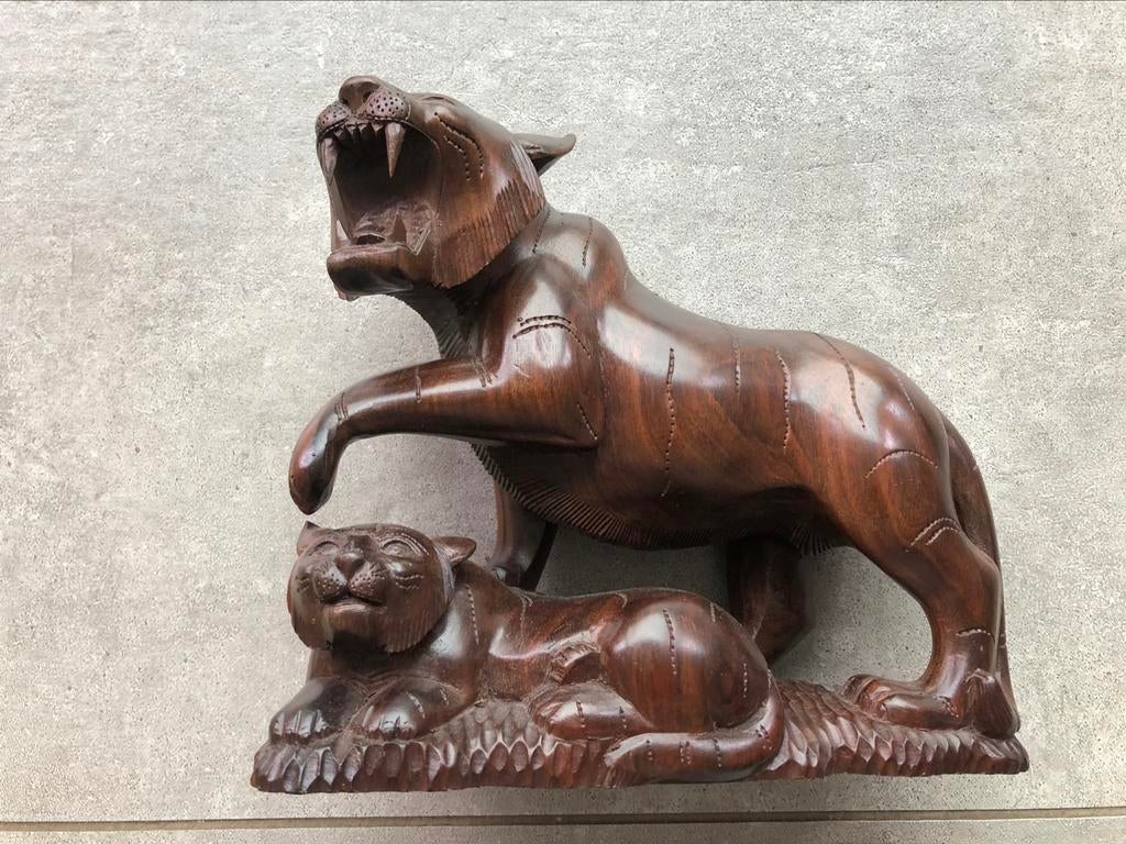 Houten snijwerk Bali tijger, Antiek en Kunst, Ophalen