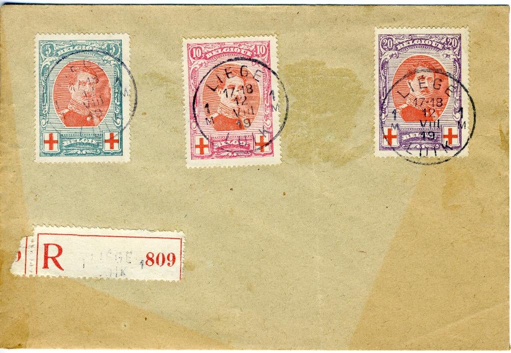 (B) 132/134 Brief 1919 - Rode Kruis, Oblitéré, Enlèvement ou Envoi, Affranchi, Croix-Rouge