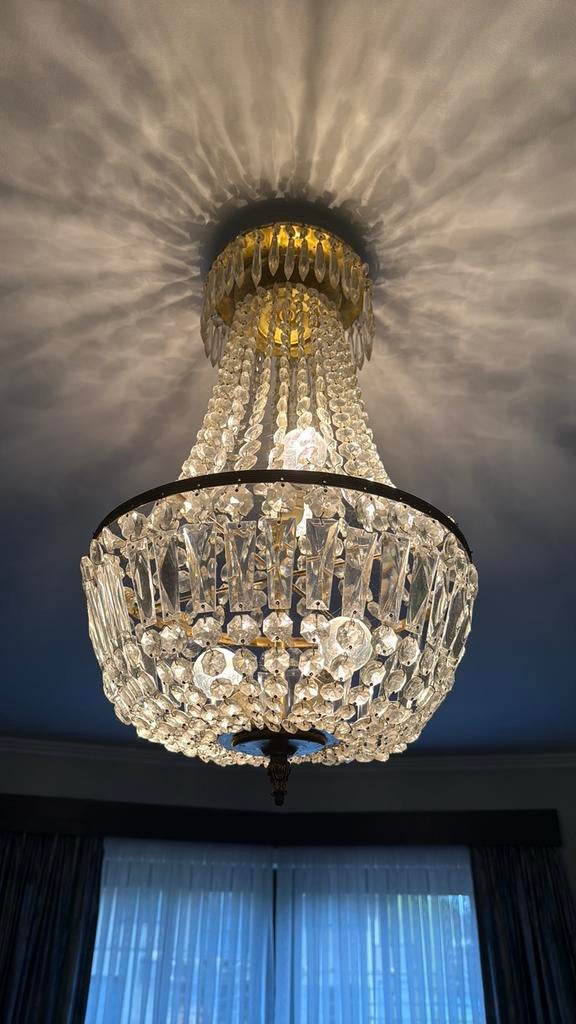 Lustre avec perles. Cristal ?, Maison & Meubles, Enlèvement, Utilisé