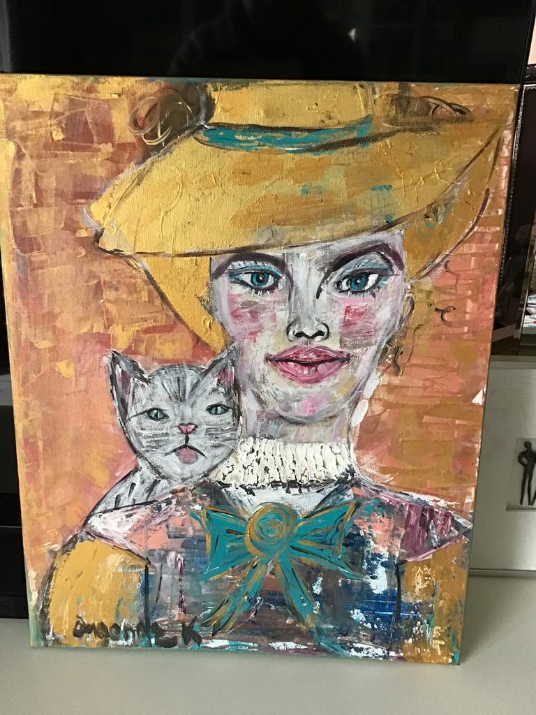 Origineel op doek schilderij 40/50 cm Art, Verzenden
