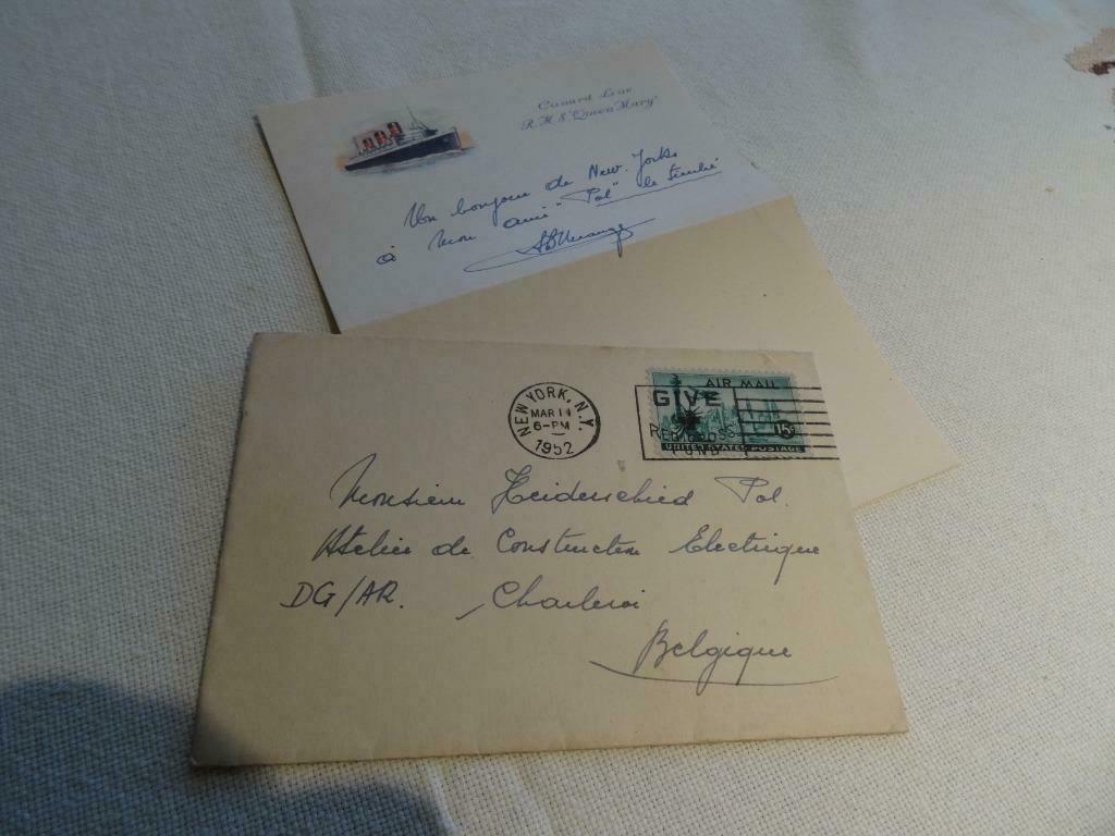 lettre de Cunard Line paquebot Queen Mary, Enlèvement ou Envoi, 1940 à 1960, Affranchie