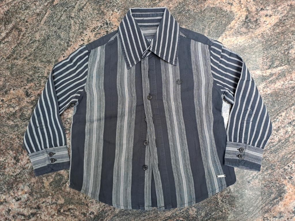 Mt 92 Zwart wit gestreept hemd, Kinderen en Baby's, Kinderkleding | Maat 92, Zo goed als nieuw, Jongen, Overhemd of Blouse, Ophalen of Verzenden