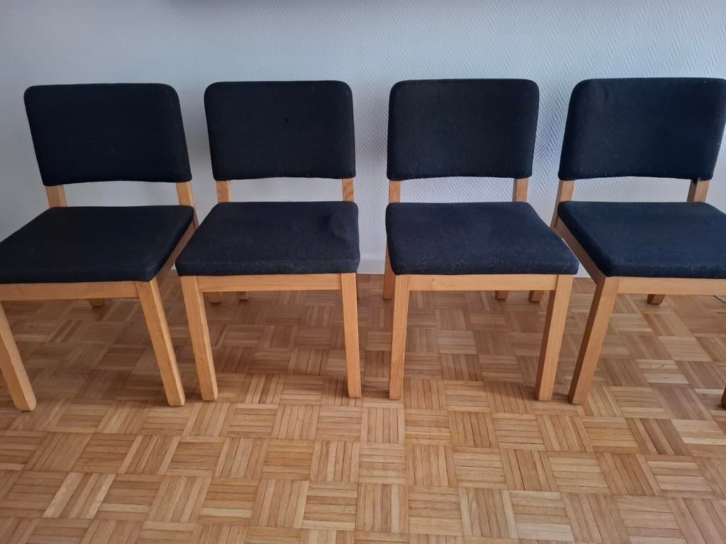 4 chaises en chêne et feutre (collection Habitat année 2000), Huis en Inrichting, Stoelen, Ophalen, Gebruikt, Zwart