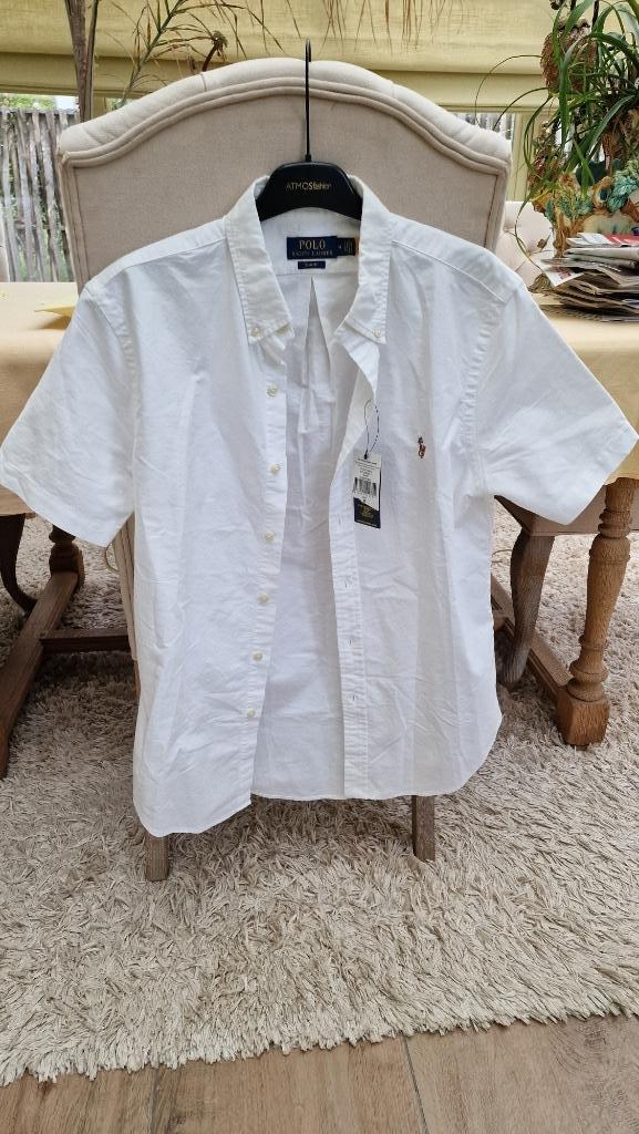Polo Ralf Laurent à manches courtes taille 38. NOUVEAU !, Enlèvement ou Envoi, Neuf, Blanc, Polo Ralph Lauren