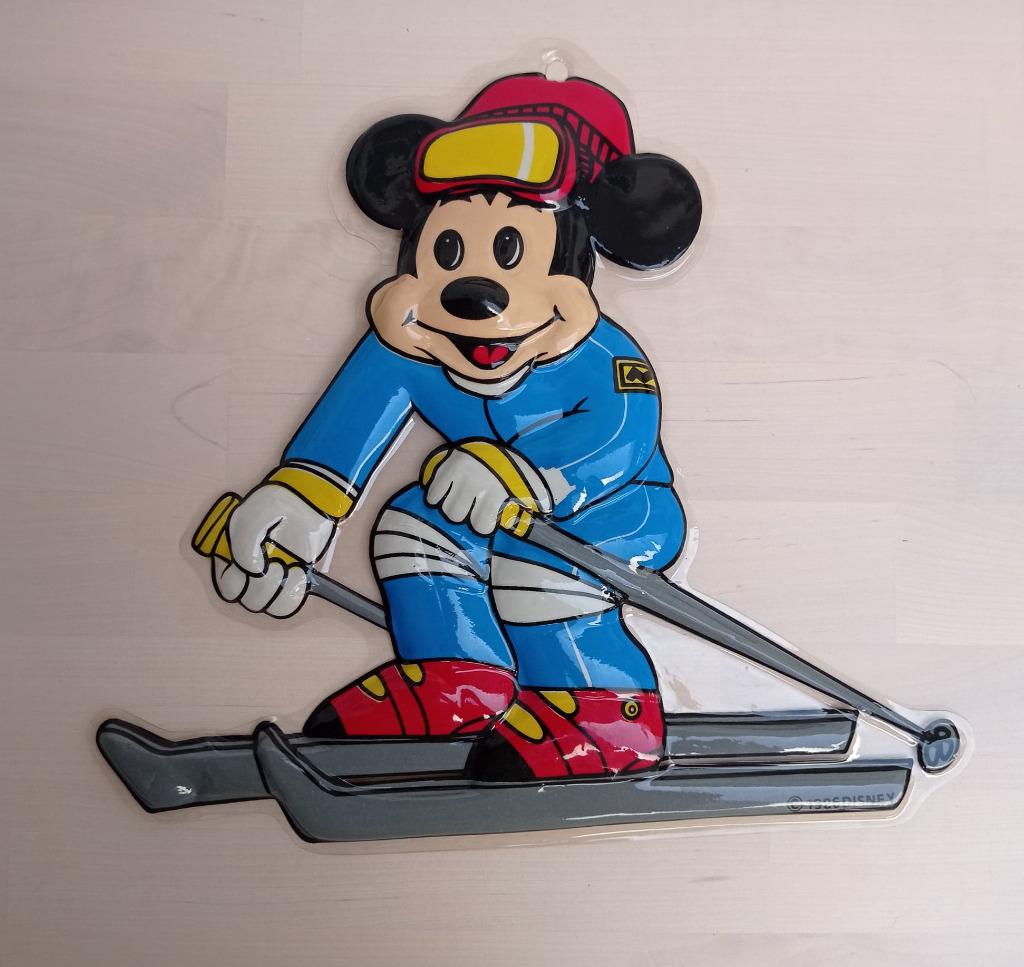 🐭Déco murale 3D en plastique mickey fait du ski 1986, Enlèvement ou Envoi, Mickey Mouse, Utilisé