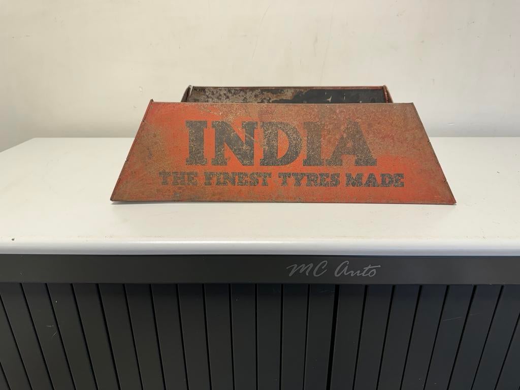 Pneus INDIA : ancienne norme publicitaire, Collections, Marques & Objets publicitaires, Utilisé, Panneau publicitaire, Enlèvement ou Envoi