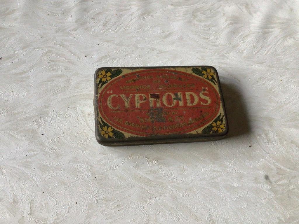 Oud blikken doos cyphoids, Verzamelen, Ophalen of Verzenden