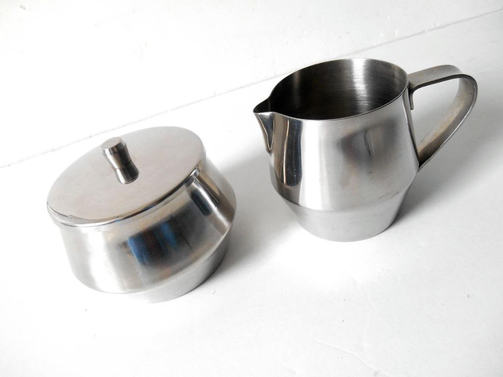 Inox melkkannetje en suikerpotje, Huis en Inrichting, Keuken | Servies, Verzenden, Zo goed als nieuw, Overige materialen, Overige typen