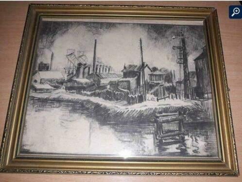 Lithographie site industriel signe Fernand lienaux, Antiquités & Art, Enlèvement ou Envoi