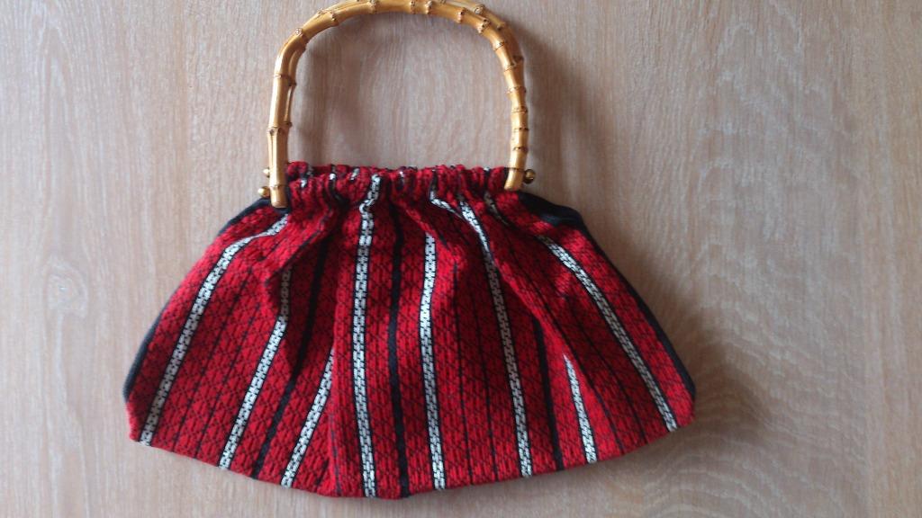 Vintage handmade tasje 60's, Ophalen of Verzenden, Zo goed als nieuw, Rood, Handtas