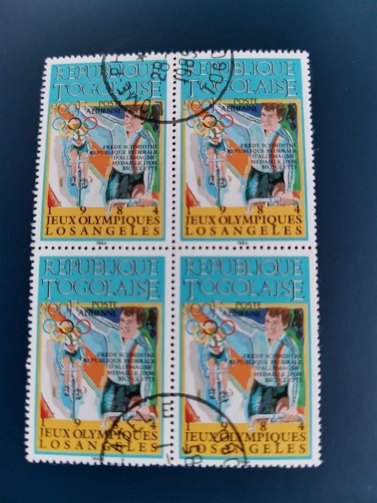 Togo 1984 - sport - Olympische Spelen - wielrennen, Postzegels en Munten, Ophalen of Verzenden, Gestempeld