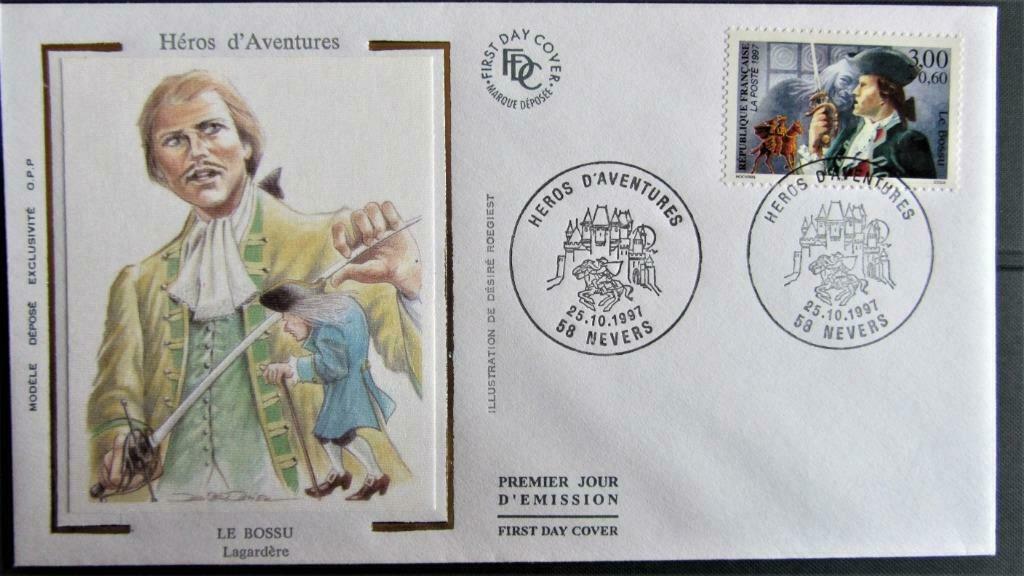 FDC OP ZIJDE- FRANKRIJK.-BEROEMDE PERSONEN- LE BOSSU., Enlèvement ou Envoi, Affranchi, Autres thèmes