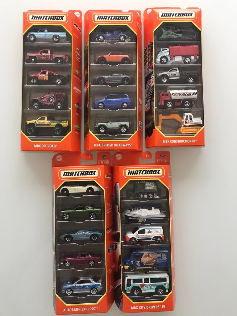 5 x Matchbox set MBX contruction off road British roadways, Verzamelen, Ophalen of Verzenden, Nieuw