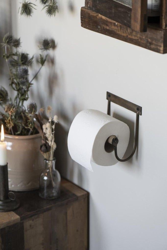 Toiletrolhouder Houten Roll - Black - Landelijk-stoer-sober, Ophalen of Verzenden, Nieuw, Zwart, Overige typen
