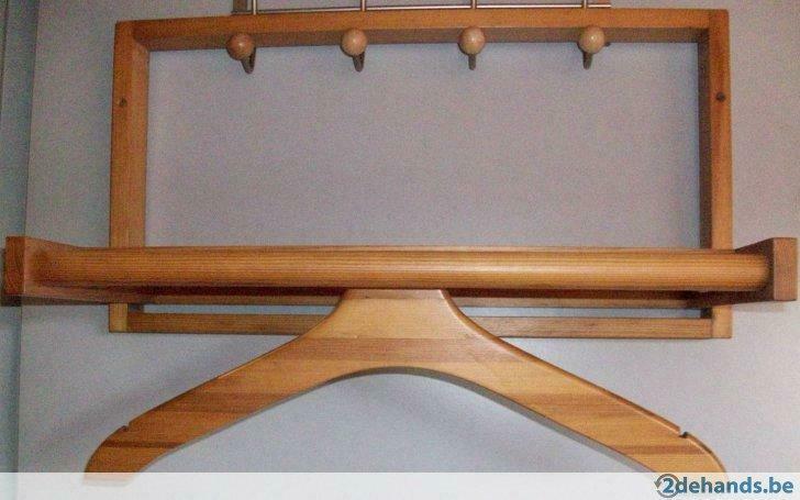 Vouwbaar houten retro kapstok met hoedenplank, Huis en Inrichting, Woonaccessoires | Kapstokken, Gebruikt, Ophalen