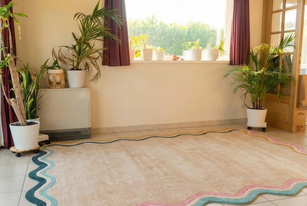 Tapis en laine design Volero Leo 200x290 — presque neuf, Bleu, 200 cm ou plus, 200 cm ou plus, Speels & Trendy