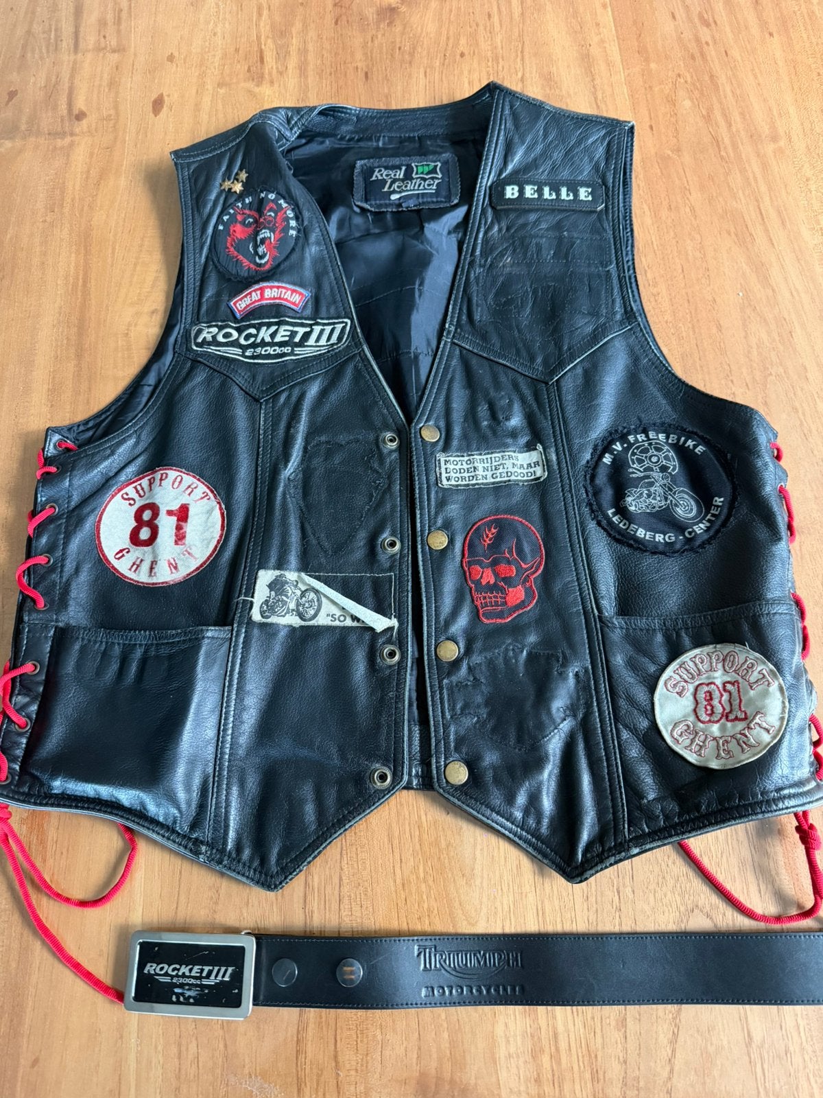 Leder vestje triumph, Motoren, Ophalen of Verzenden