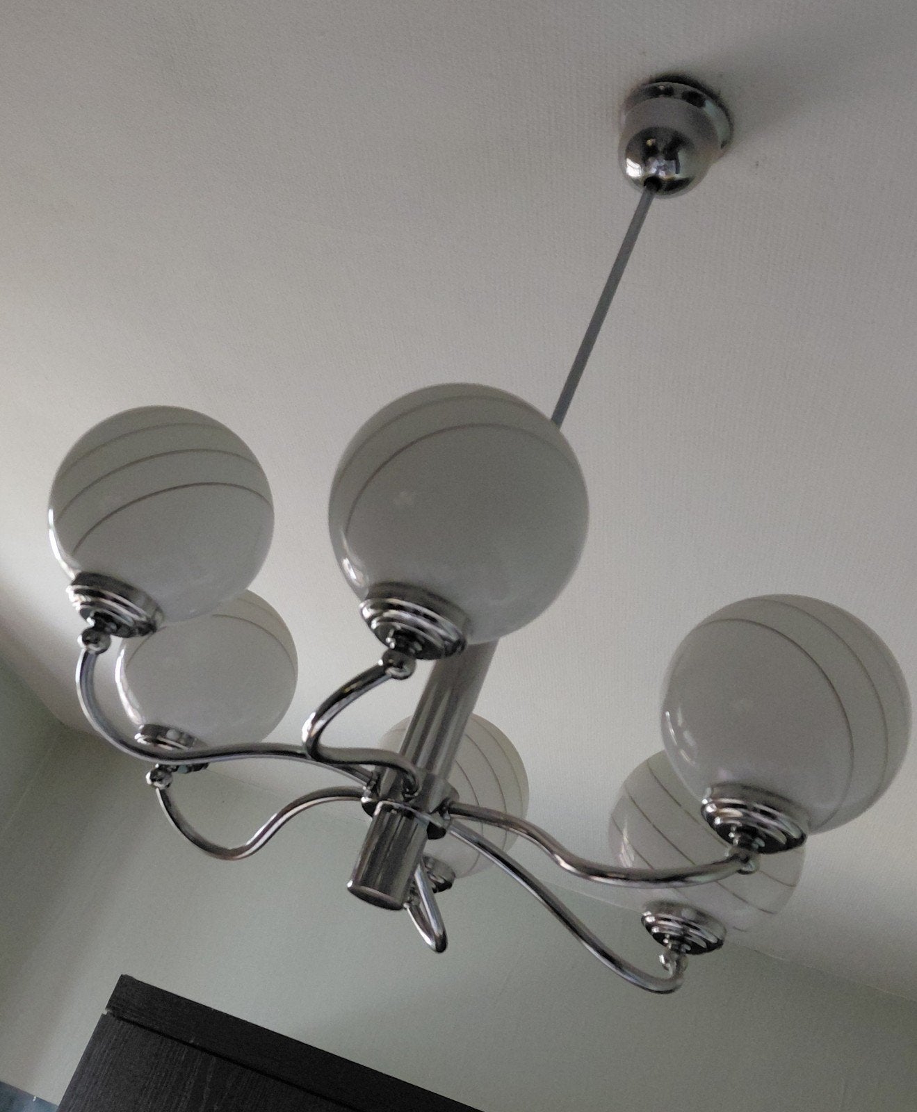 vintage 70's plafond lamp, Ophalen, Metaal, Jaren 70