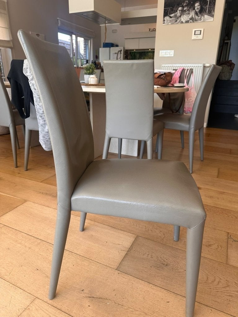 6 chaises cuir grège Calligaris, Maison & Meubles, Gris, Enlèvement, Cuir, Cinq, Six Chaises ou plus