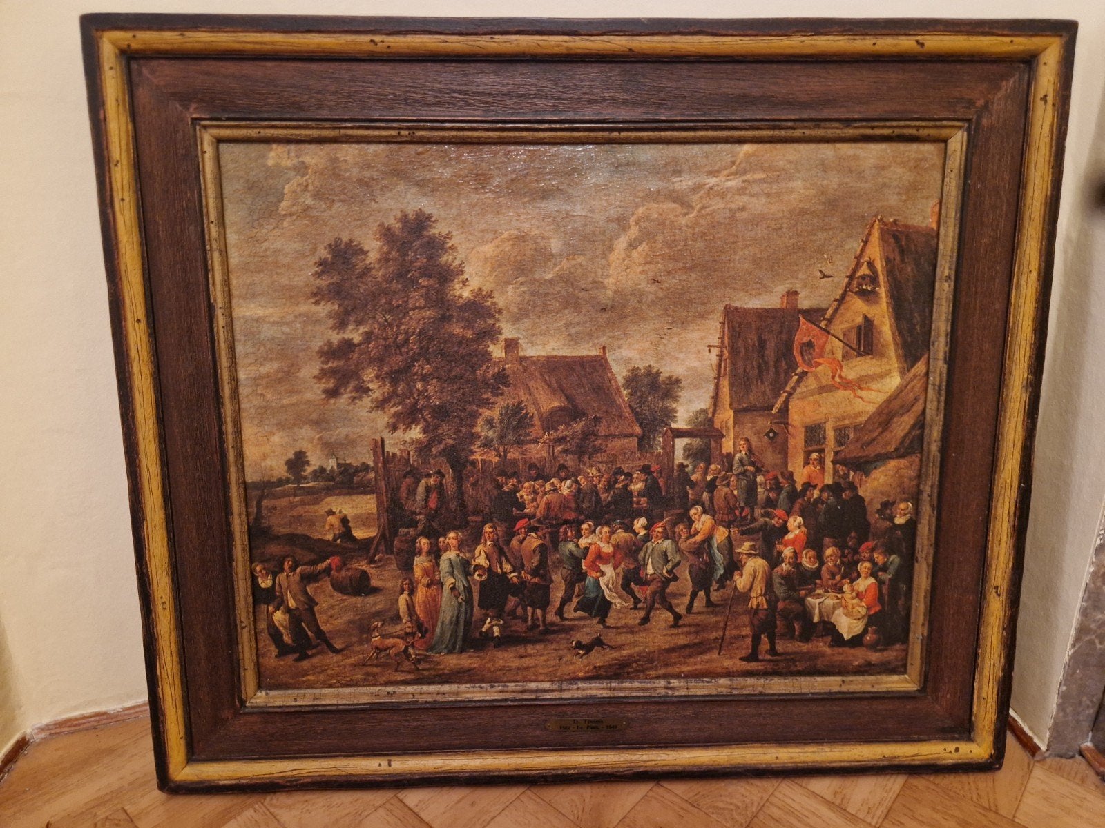 Grand tableau ancien - Huile sur toile "La Fête Villageoise", Antiquités & Art, Art | Peinture | Classique, Enlèvement, Œuvre originale