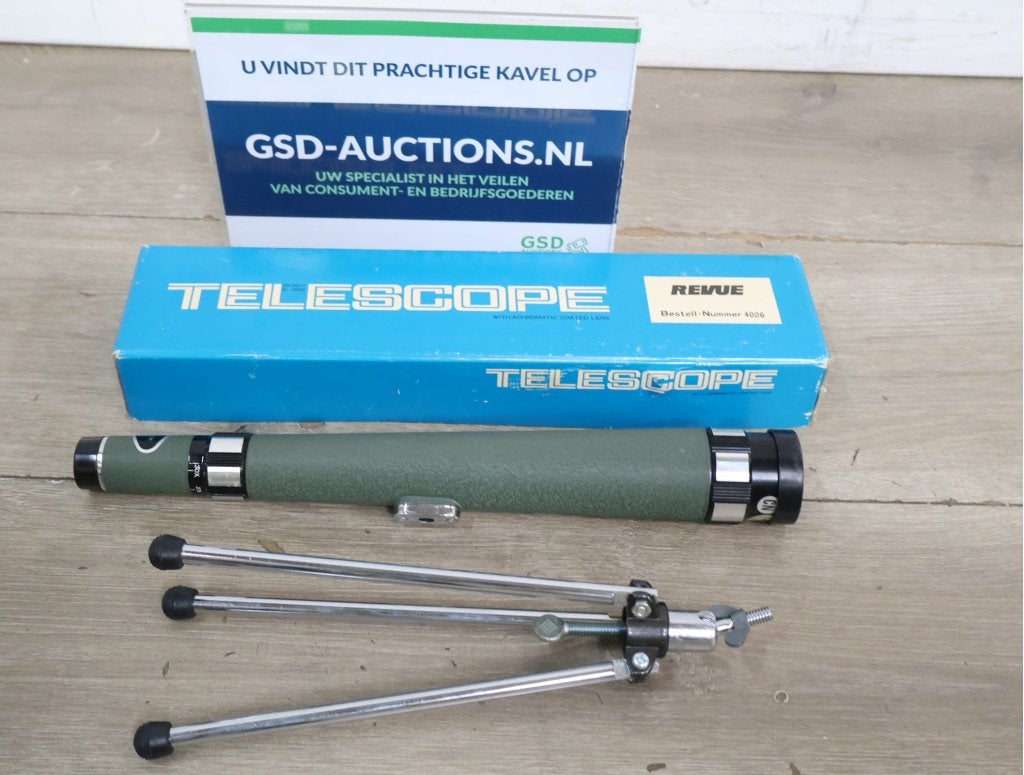 Revue telescope met statief in doos, Audio, Tv en Foto, Optische apparatuur | Telescopen, Niet ingevuld, Gebruikt, Niet ingevuld