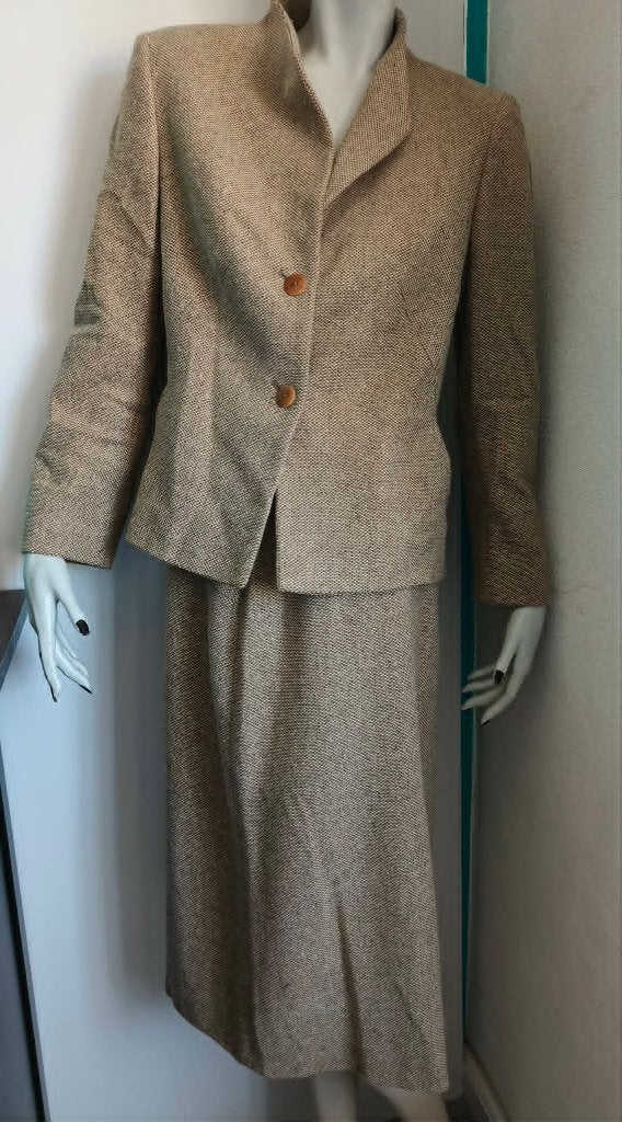 Wollen mantelpak Xandres mt 38/40, Kleding | Dames, Maat 38/40 (M), Kostuum of Pak, Bruin, Ophalen of Verzenden