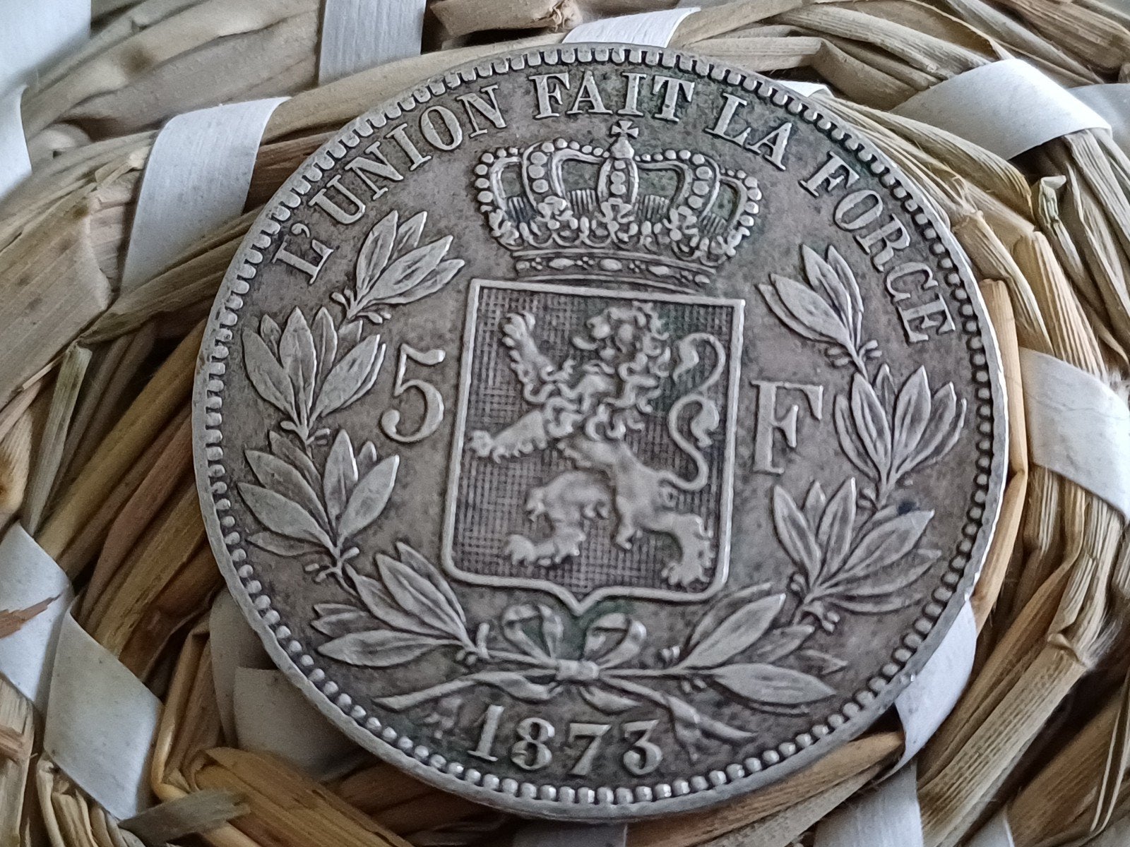 BELGIË 5 FRANK 1873 LEOPOLD 2, Postzegels en Munten, Zilver, Ophalen of Verzenden, Losse munt, Zilver