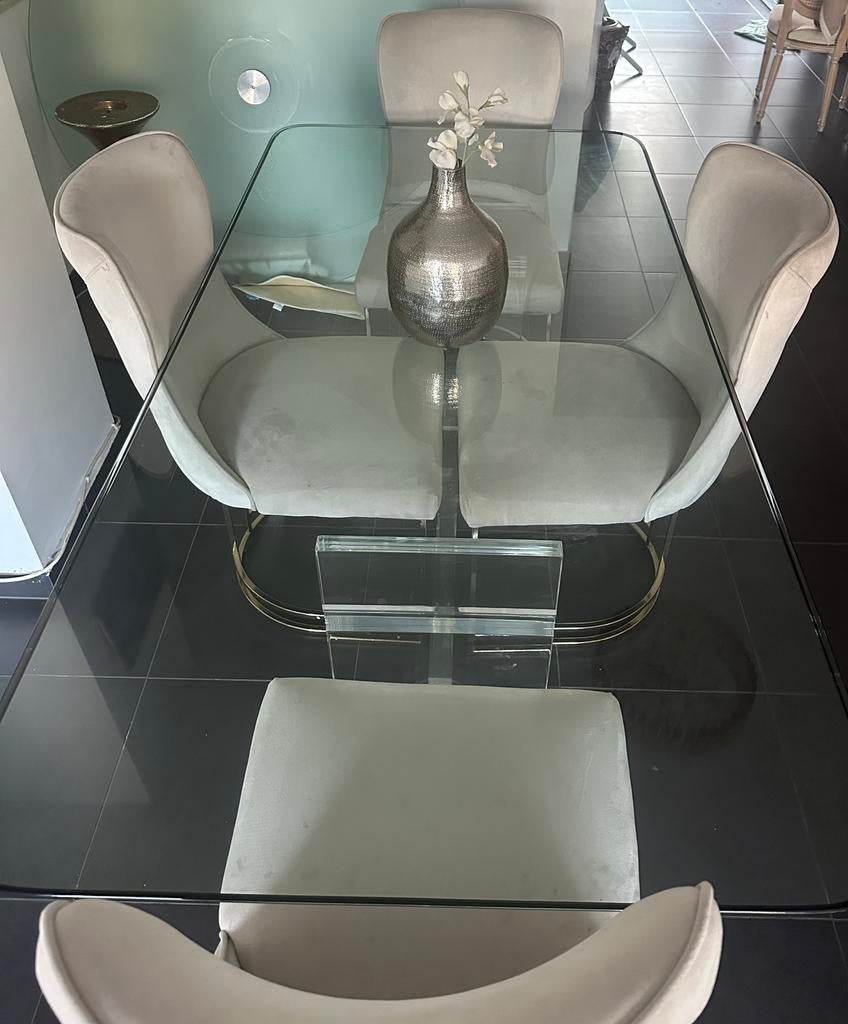 Table à manger transparente – design moderne  (SANS CHAISES), Enlèvement, Comme neuf, Verre