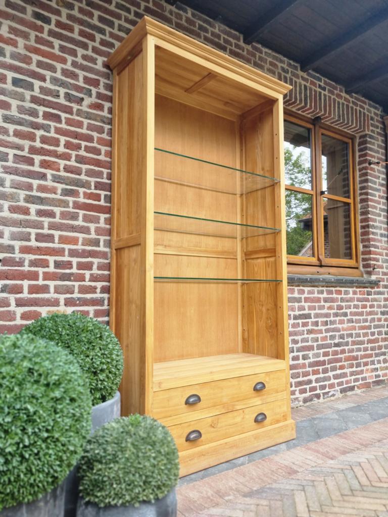 Teak boekenkast/bibliotheekkast GRATIS LEVERING, Ophalen, 200 cm of meer, Indo., Teakhout