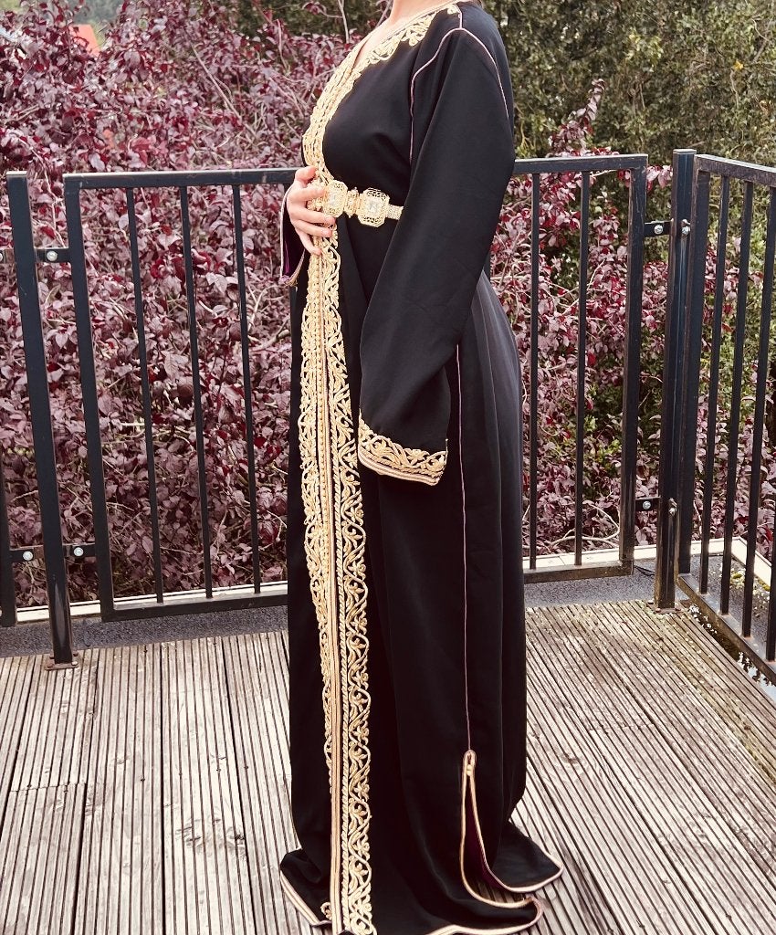 Marokkaanse kaftan, Kleding | Dames, Overige typen, Verzenden, Zwart, Zo goed als nieuw
