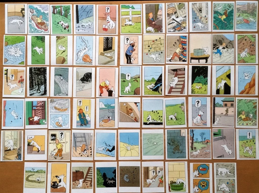 TINTIN, série complète  de 64 chromo Tintin et Milou, Enlèvement, Tintin