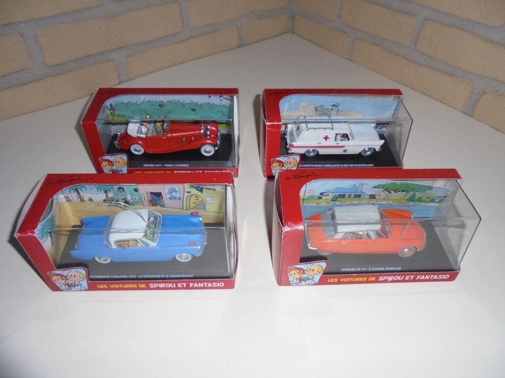 4 voitures Spirou et Fantasio (Spirou) avec certificats, Enlèvement ou Envoi, Gaston ou Spirou, Comme neuf, Autres types