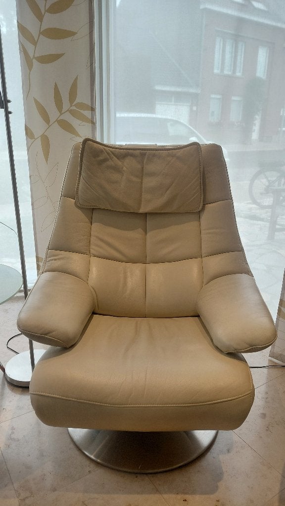 Set van 4 (of per 2) luxe elektrische relaxzetels van Hukla, Maison & Meubles, Canapés | Salons, 75 à 100 cm, Hoogwaardig beige leder