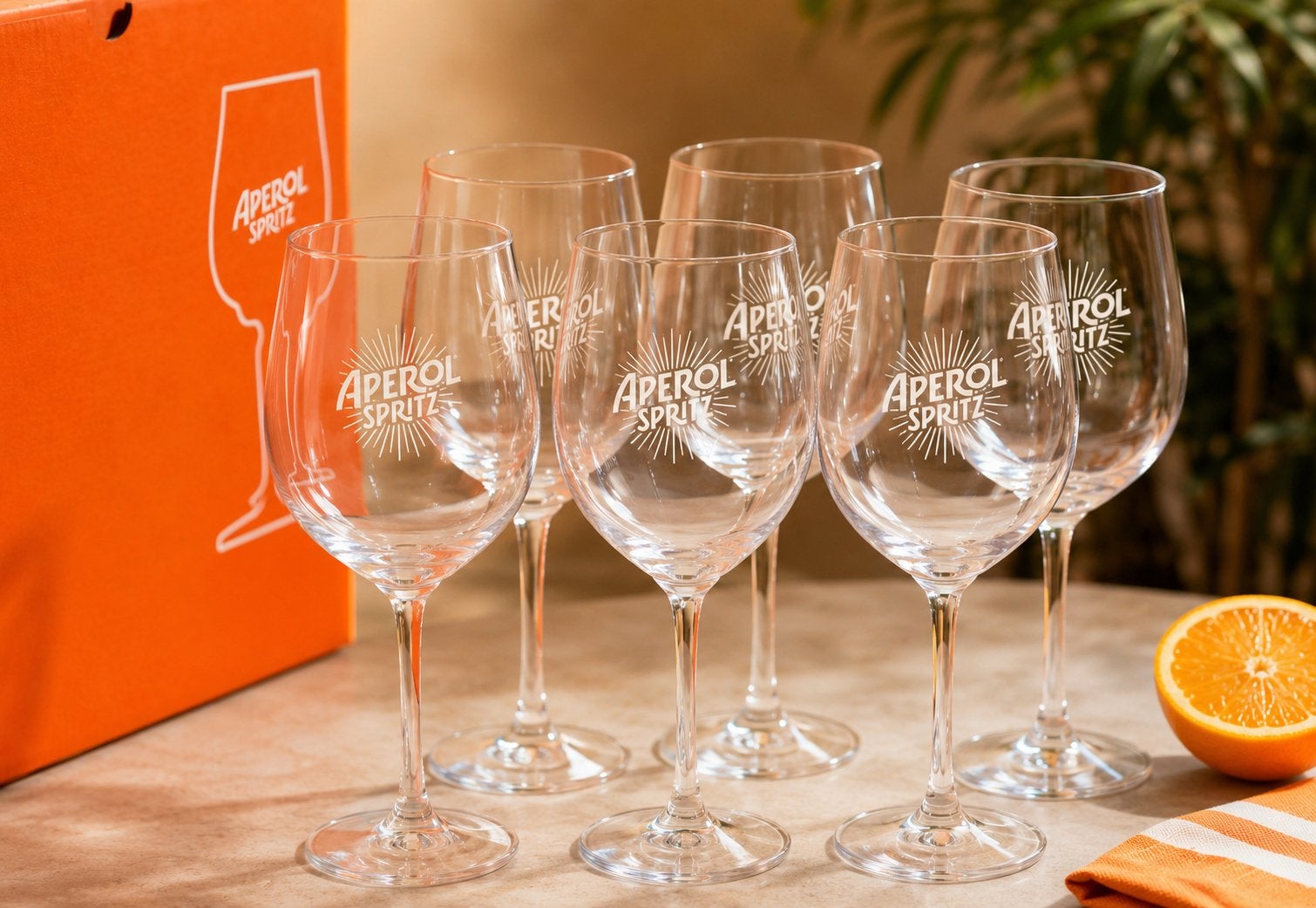 Lot de 6 verres Aperol Spritz – Neufs – 35 €, Verzamelen, Glas en Drinkglazen, Nieuw, Ophalen