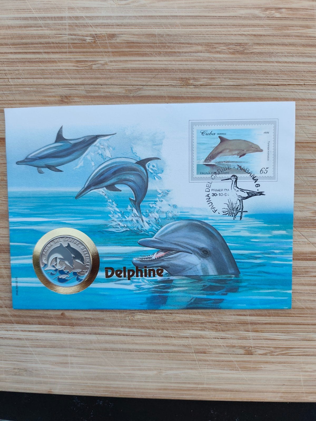 Numisbrief Cuba 1994 - Faune des Caraïbes / Dauphins, Timbres & Monnaies, Monnaies | Amérique, Enlèvement ou Envoi
