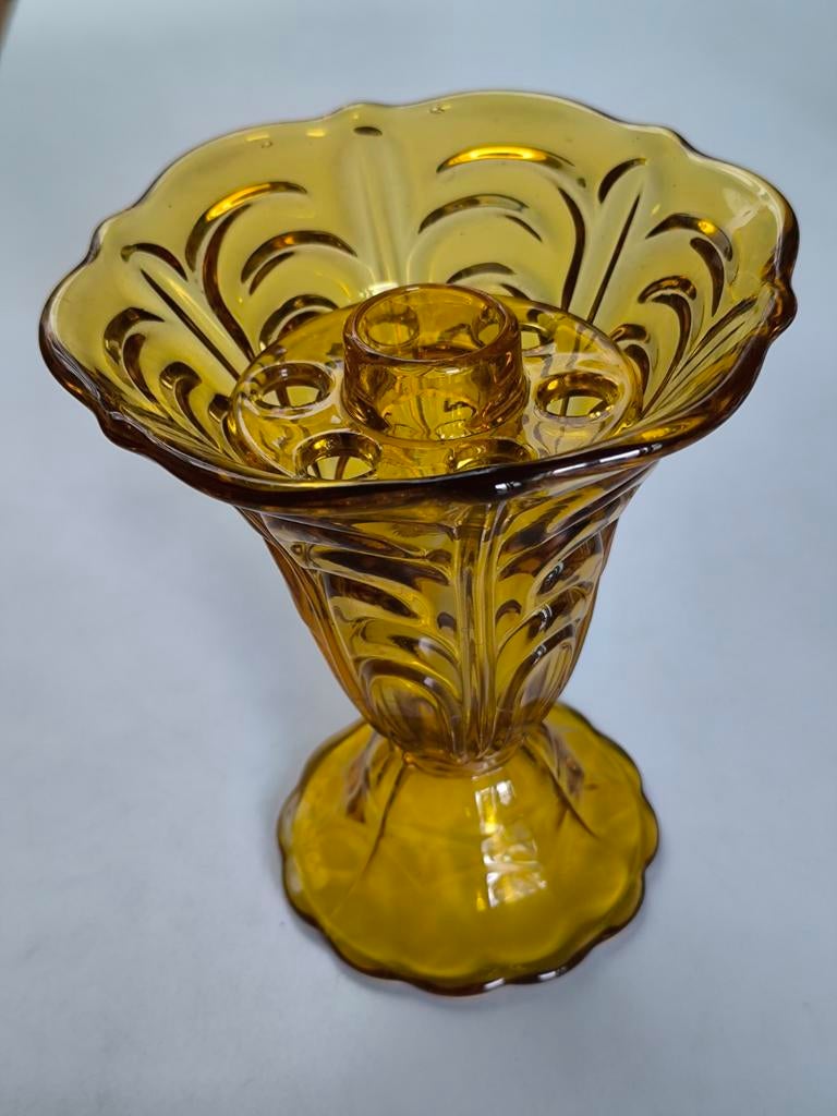Art deco amberkleurige vaas/pique fleur, Ophalen of Verzenden