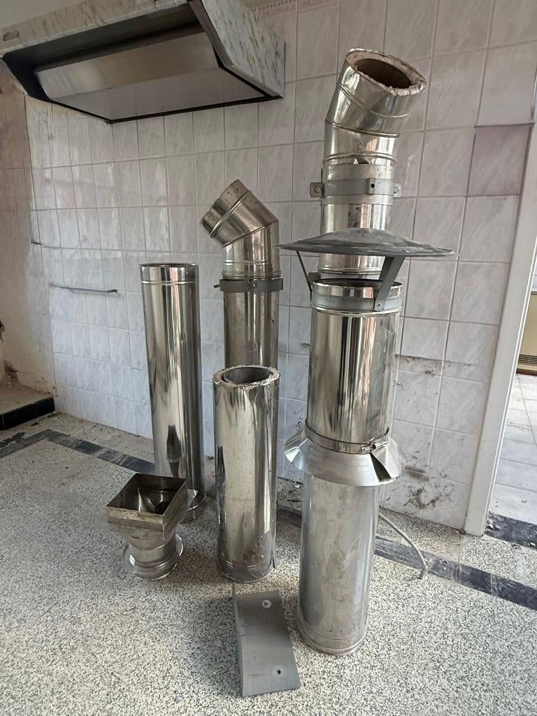 Inox schoorsteen buizen, Ophalen, Inox, Gebruikt, 4 tot 6 meter