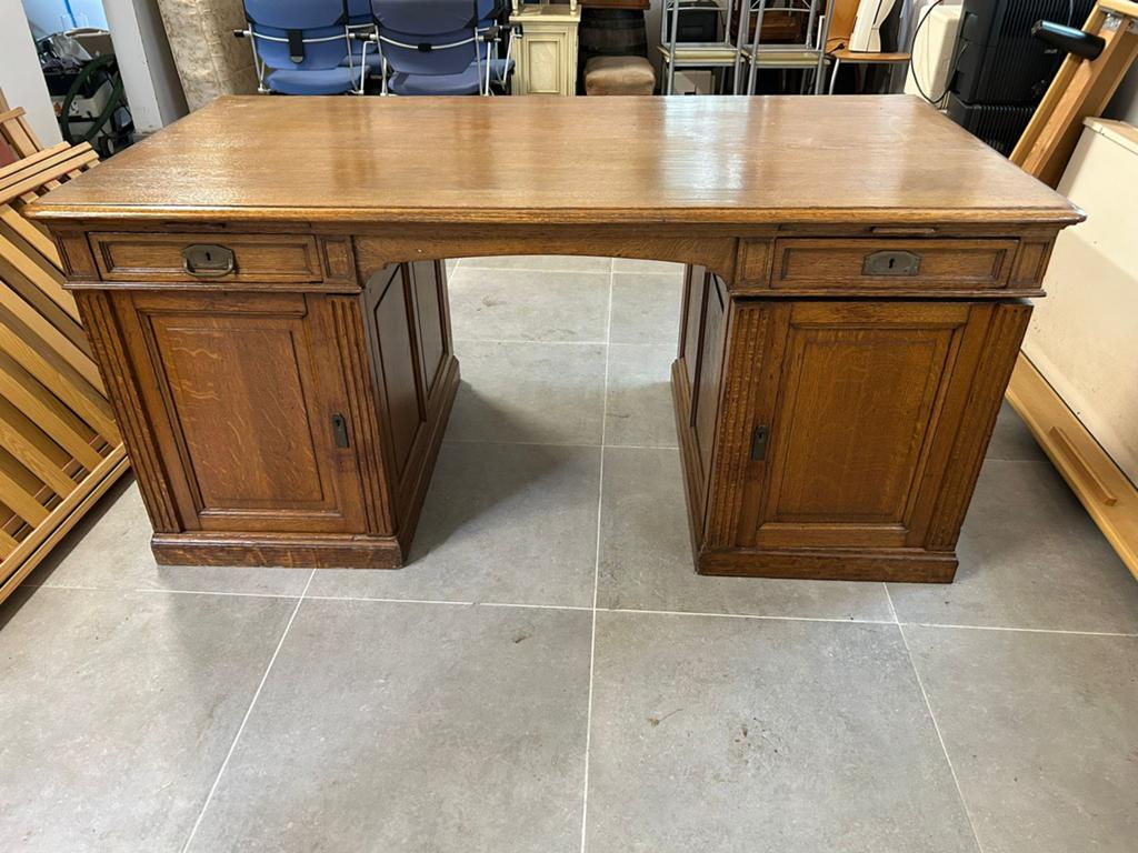 Brede, antieke bureau, Ophalen, 88 cm, Hout, Antiek