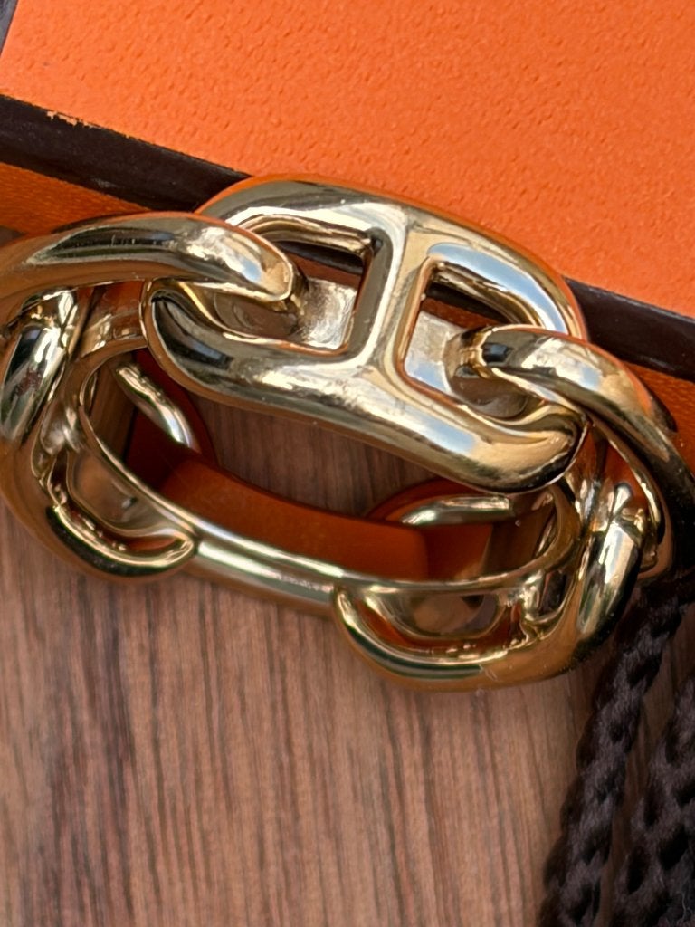 hermes scarf ring 90 goud 18k, Handtassen en Accessoires, Ringen, Verzenden, 19 tot 20, Nieuw, Dame