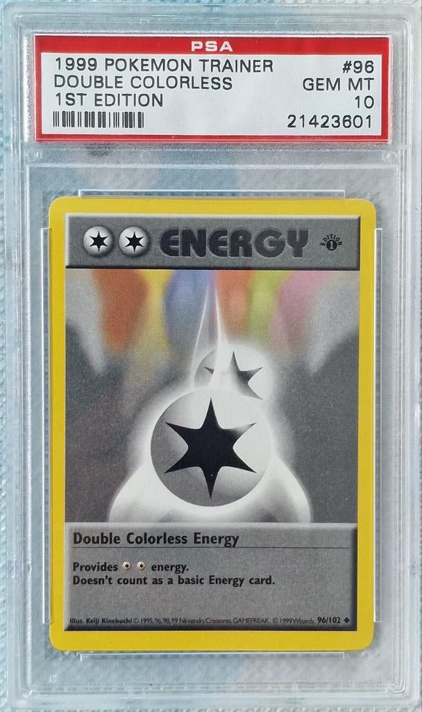 Double colorless energy 1st edition Psa 10 base set, Enlèvement ou Envoi
